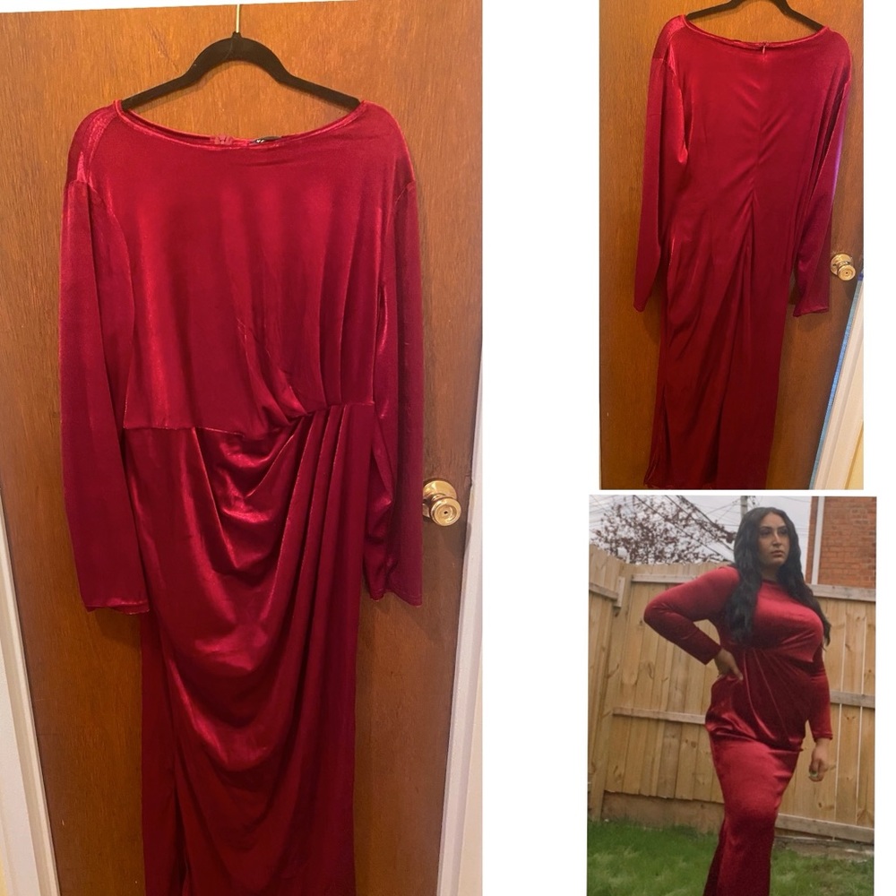 Red long velvet dress. Very comfortable